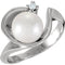 White Akoya Cultured Pearl and Diamond Ring, Rhodium-Plated 14k White Gold (8mm) (.03Ct, G-H Color, I1 Clarity)