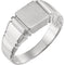 Men's Open Back Square Signet Ring, 18k White Gold (11mm) Size 11.25