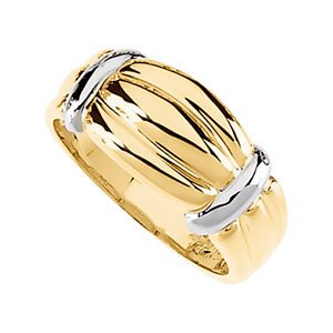 6mm 14k White and Yellow Gold Dome Comfort Fit Band