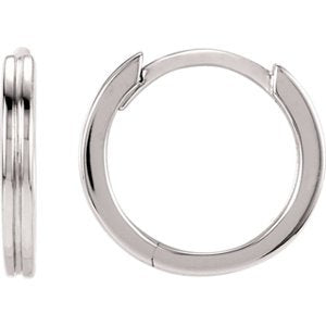 Grooved Hoop Earrings, 14k White Gold