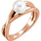 White Freshwater Cultured Pearl Solitaire Ring, 14k Rose Gold (6-6.5mm)