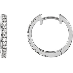 Diamond Hoop Earrings, Rhodium-Plated 14k White Gold (1/6 Ctw, Color H-I, Clarity I1)