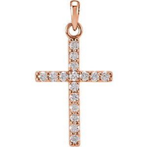 Diamond Cross Pendant, 14k Rose Gold (0.25 Ctw, Color GH, Clarity I1)
