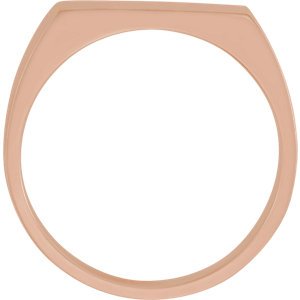 Men's Closed Back Brushed Rectangle Signet Semi-Polished 10k Rose Gold Ring (15x7.5mm) Size 10