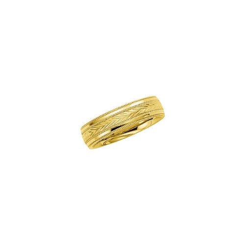 6mm 14k Yellow Gold Comfort-Fit Design Band Size 5.5