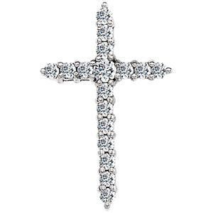 Diamond Accented Cross Rhodium-Plated 14k White Gold Pendant (.33 Ctw, G-H Color, SI1 Clarity)