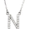 14k White Gold Diamond Alphabet Letter N Necklace (1/6 Cttw, GH Color, l1 Clarity), 16.25" to 18.50"