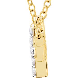 Diamond Double Sideways Cross Rhodium-Plated 14k Yellow Gold Necklace, 18" (.20 Ctw, HIJ Color, I3 Clarity)