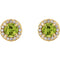 Peridot and Diamond Halo-Style Earrings, 14k Yellow Gold (3.5 MM) (.125 Ctw, G-H Color, I1 Clarity)