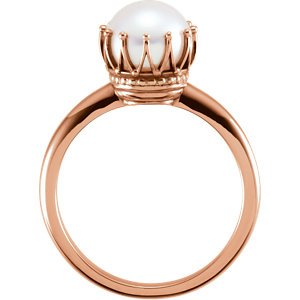 White Freshwater Cultured Pearl Crown Ring, 14k Rose Gold (7.00-7.50mm)