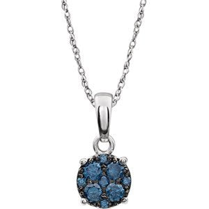 Blue Diamond Pendant 14k White Gold Necklace, 18" (1/5 Cttw)