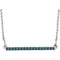 16-Stone Blue Diamond Bar Rhodium Plate 14k White Gold Pendant Necklace, 18" (.16 Ctw, Teal Blue, I2 Clarity)