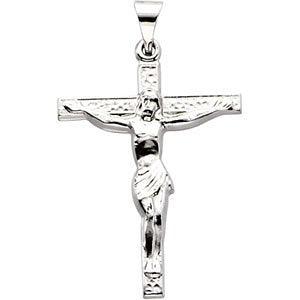 Hammered Crucifix Rhodium-Plated 14k White Gold Pendant (24.5X19.2MM)