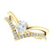 White Sapphire Pear and Diamond Chevron 14k Yellow Gold Ring (.145 Ctw,G-H Color, I1 Clarity)