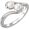 White Freshwater Cultured Pearl Two-Stone Ring, Sterling Silver (04.50-05.00 mm)