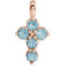 Round Aquamarine Cross 14k Rose Gold Pendent (11.50X6.15 MM)