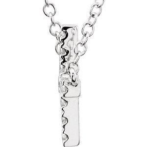 Diamond Sideways Cross Pendant Rhodium Plate14k White Gold Necklace, 18" (1/5 Cttw)