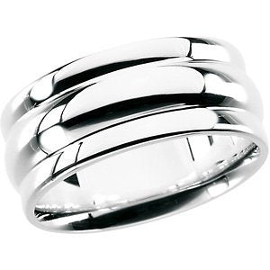 Mens Sterling Silver Double Grooved Band, Size 11