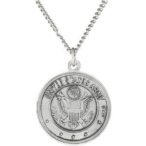 Sterling Silver Reversible St. Christopher/U.S. Army Medal Necklace, 18" (18 MM)