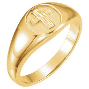 The Rugged Cross Chastity Ring, 10k Yellow Gold, Size 11