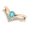 Blue Zircon Pear and Diamond Chevron 14k Rose Gold Ring (.145 Ctw, G-H Color, I1 Clarity)