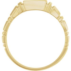 Men's Open Back Square Signet Semi-Polished 18k Yellow Gold Ring (11mm) Size 10