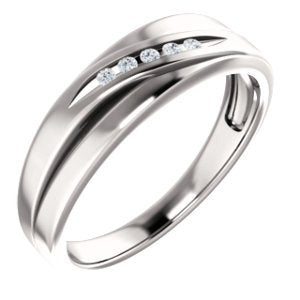 Men's 7-Stone Diamond Wedding Band, 14k White Gold (.10 Ctw, Color G-H, SI2-SI3 Clarity) Size 11