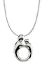 Mother and Child Rhodium Plated Sterling Silver Necklace, 18"