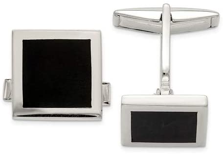 Sterling Silver Onyx Square Cuff Links