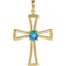 Genuine Swiss Blue Topaz Cut out Cross 14k Yellow Gold Pendant