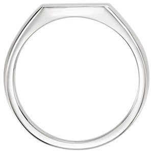Men's Sterling Silver Brushed Signet Ring (15x12mm)