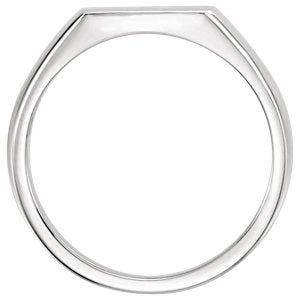 Men's Platinum Brushed Signet Ring (15x12mm)