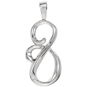 Curving Silhouette Pendant, Rhodium-Plated 14k White Gold