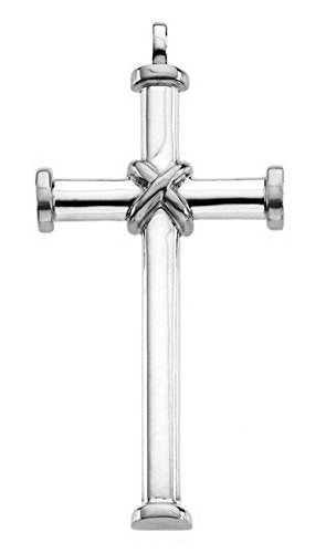 Cross Rhodium-Plated 14k White Gold Pendant (49X26.25MM)