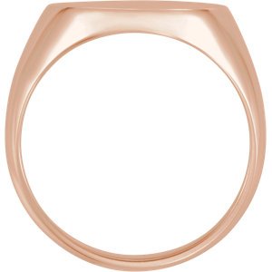 Men's Brushed Hollow Signet Semi-Polished 10k Rose Gold Ring (16x14mm) Size 8.25