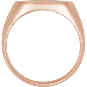 Men's Brushed Hollow Signet Semi-Polished 10k Rose Gold Ring (16x14mm) Size 12