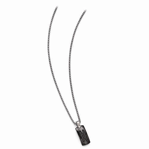 Edward Mirell Black Titanium Cable and Black Spinel With Sterling Silver Bezel Necklace, 20"