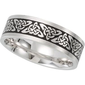 7mm 14k White Gold and Black Unity Knot Comfort Fit Ring, Size 5, 5.5, 6, 6.5, 7, 7.5, 8, 8.5, 9, 9.5, 10, 10.5, 11, 11.5, 12, 12.5, 13