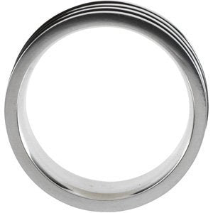 Sterling Silver and Black Rubber 7mm Band