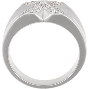 Men's Diamond 14k White Gold Belcher Style Ring, Size 11 (.25 Cttw, GH Color, I1 Clarity)