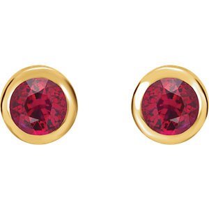 Ruby Stud Earrings, 14k Yellow Gold