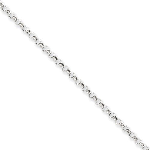 1.5 mm 14k White Gold Hollow Belcher Rolo Chain, 16"