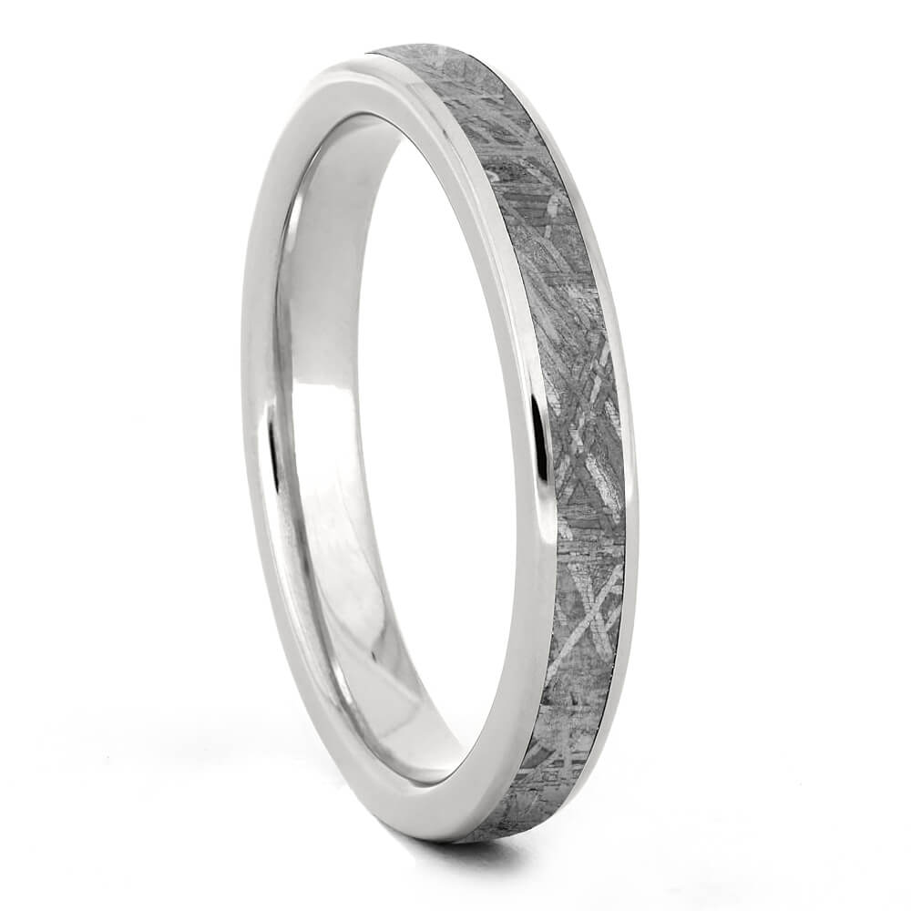 Ave 369 Women's Gibeon Meteorite Inlay 3mm Comfort-Fit Titanium Wedding Band