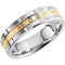 Men's Diamond Grooved 6mm Comfort-Fit Band, 14k White and Yellow Gold (.03 Ctw)