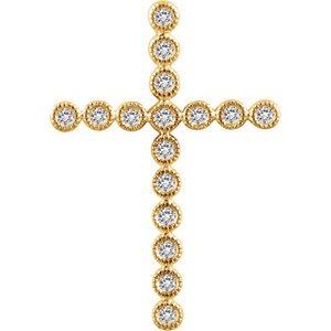 Diamond Paternoster Cross Pendant, 14k Yellow Gold (.25 Ctw, H+ Color, I1 Clarity)