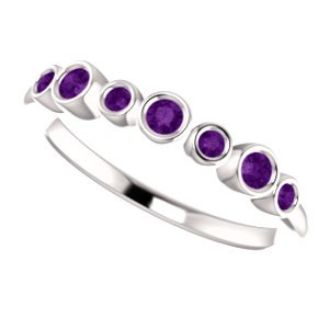 Amethyst 7-Stone 3.25mm Ring, Rhodium-Plated 14k White Gold