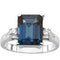London Blue Topaz and Diamond Ring, 14k White Gold, Size 9 (.10 Cttw, GH Color, I2 Clarity)