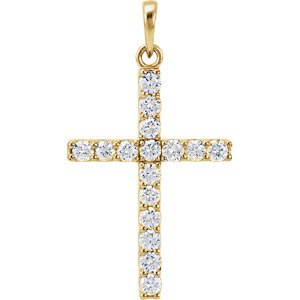 Diamond Cross Pendant, 14k Yellow Gold (1 Ctw, Color GH, Clarity I1)