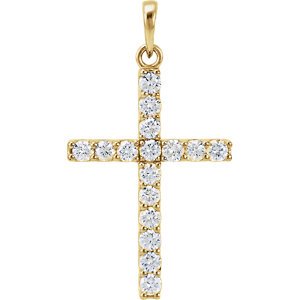 Diamond Cross Pendant, 14k Yellow Gold (0.75 Ctw, Color GH, Clarity I1)