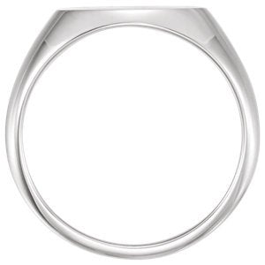 Men's Brushed Oval Signet Ring, Sterling Silver (12x14 mm)